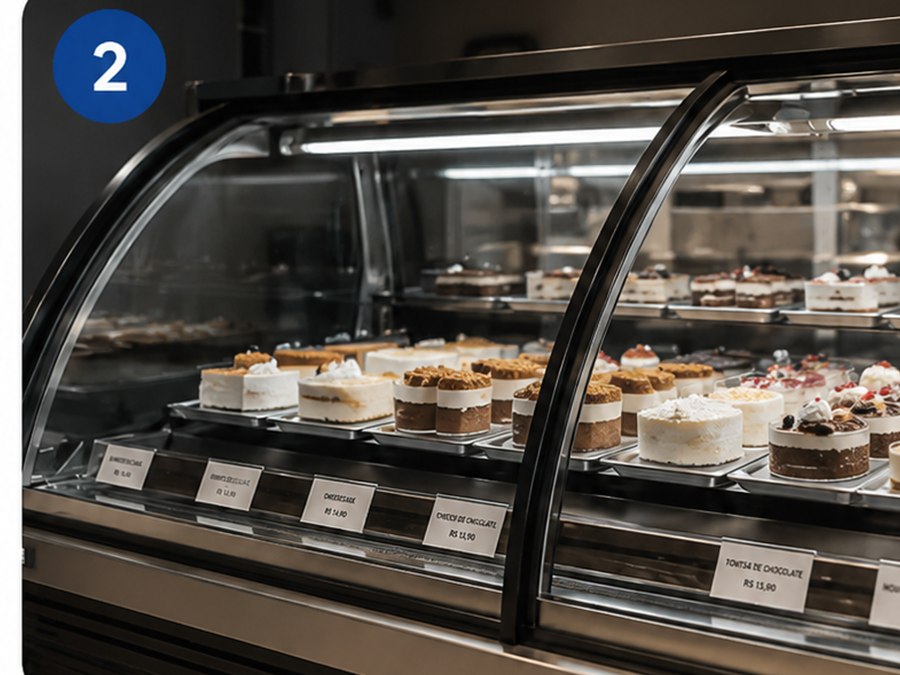 Vitrina refrigerada con condensación en el cristal, lo que compromete la visibilidad de los productos.